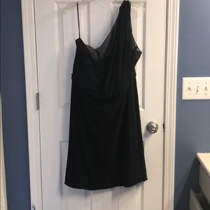 JS boutique black asymmetrical shoulder dress